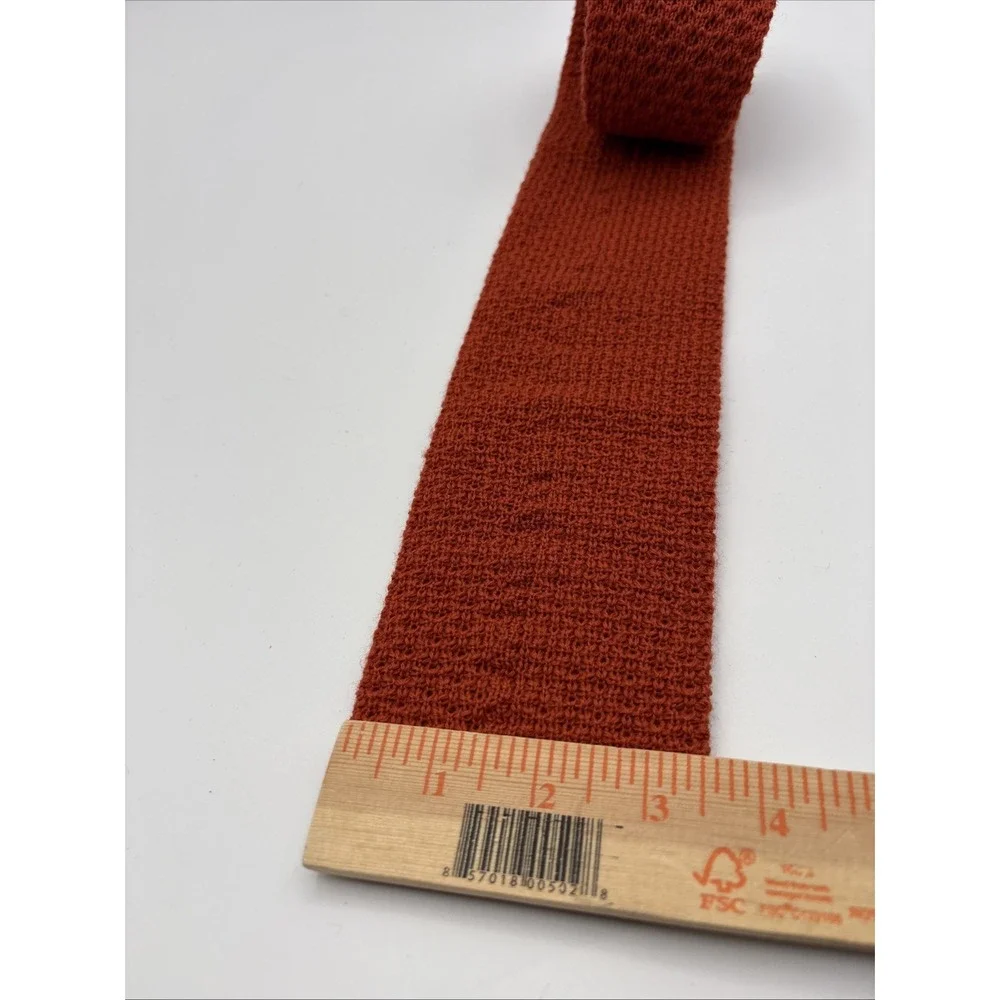Vintage Ohrbachs Square End Tie Mens Orange Wool Knit Made In USA